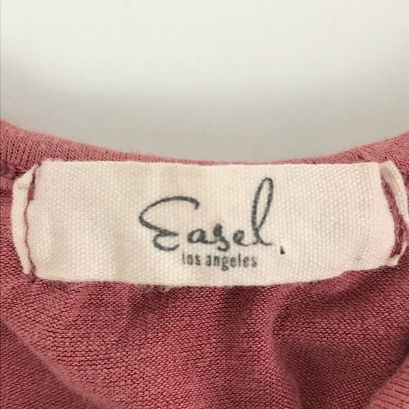 Easel Ruffle Sleeve Open Tie-Back Top Women's Size Small Pink Scoop Neck - Picture 8 of 10